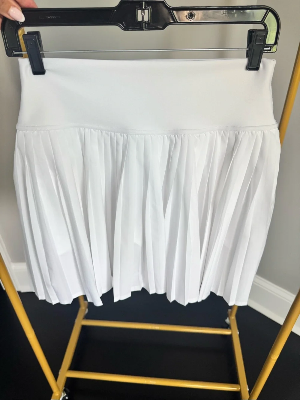 ALO White Pleated Grand Slam Skirt